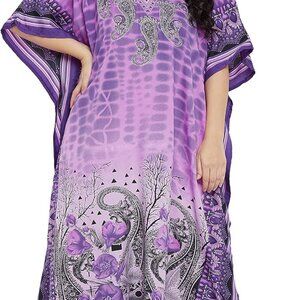 Plus Size Kaftan Dress Polyester Loose Long Maxi Tunic Caftan for Women
